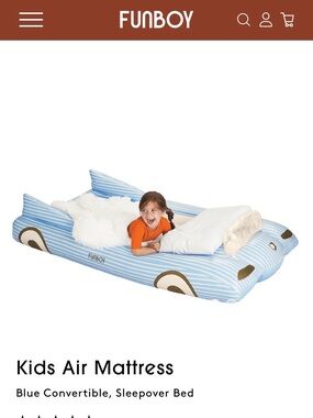 FUNBOY Blue Kids Car-Themed Air Mattress